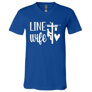 Line Wife Lineworker Husband Linewife Proud Line Wife Gift V-Neck T-Shirt