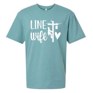 Line Wife Lineworker Husband Linewife Proud Line Wife Gift Sueded Cloud Jersey T-Shirt