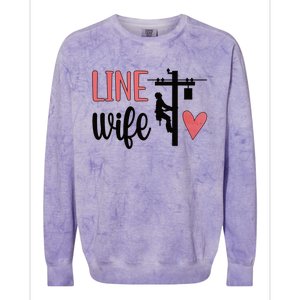 Line Wife Lineworker Husband Linewife Proud Line Wife Great Gift Colorblast Crewneck Sweatshirt