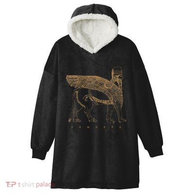 Lamassu Winged Lion Assyrian Sumerian Mesopotamia Hooded Wearable Blanket