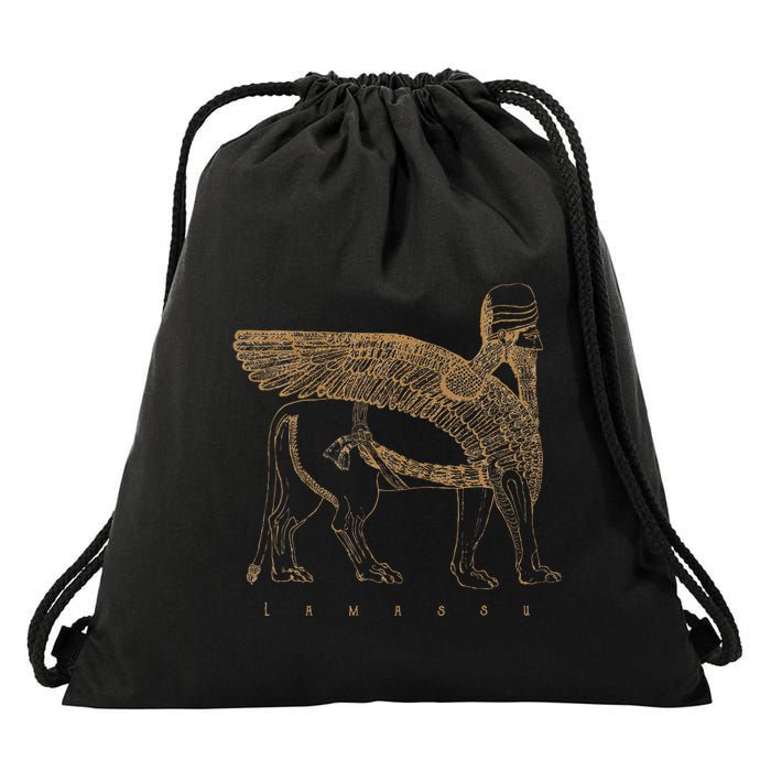 Lamassu Winged Lion Assyrian Sumerian Mesopotamia Drawstring Bag