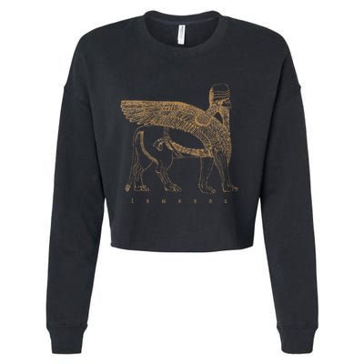 Lamassu Winged Lion Assyrian Sumerian Mesopotamia Cropped Pullover Crew