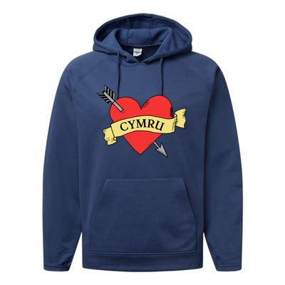 Love Wales Love Cymru Cool Gift Happy St Davids Day Gift Performance Fleece Hoodie