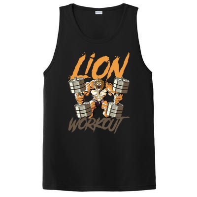 Lion Workout Lifting Weights Beast Muscle Fitness Gym Animal Cool Gift PosiCharge Competitor Tank