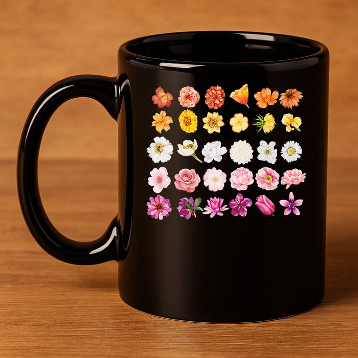 Lesbian Wildflower Lgbt Pride Floral Subtle Sapphic Queer 11oz C Handle Ceramic Mug
