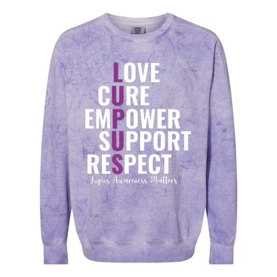 Lupus Warrior Love Cure Empower Support Respect Colorblast Crewneck Sweatshirt