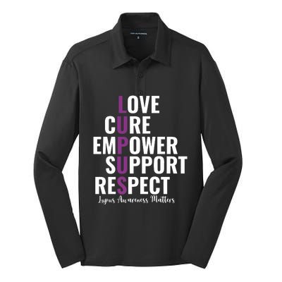 Lupus Warrior Love Cure Empower Support Respect Silk Touch Performance Long Sleeve Polo