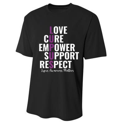 Lupus Warrior Love Cure Empower Support Respect Performance Sprint T-Shirt