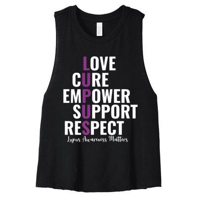 Lupus Warrior Love Cure Empower Support Respect Women's Racerback Cropped Tank