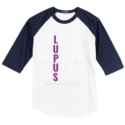 Lupus Warrior Love Cure Empower Support Respect Baseball Sleeve Shirt