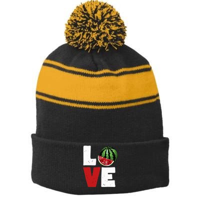 Love Watermelon Lovers Stripe Pom Pom Beanie