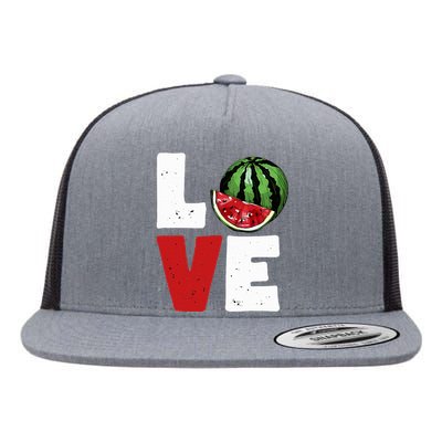 Love Watermelon Lovers Flat Bill Trucker Hat