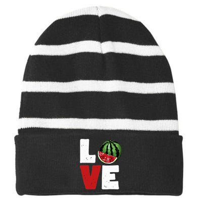 Love Watermelon Lovers Striped Beanie with Solid Band