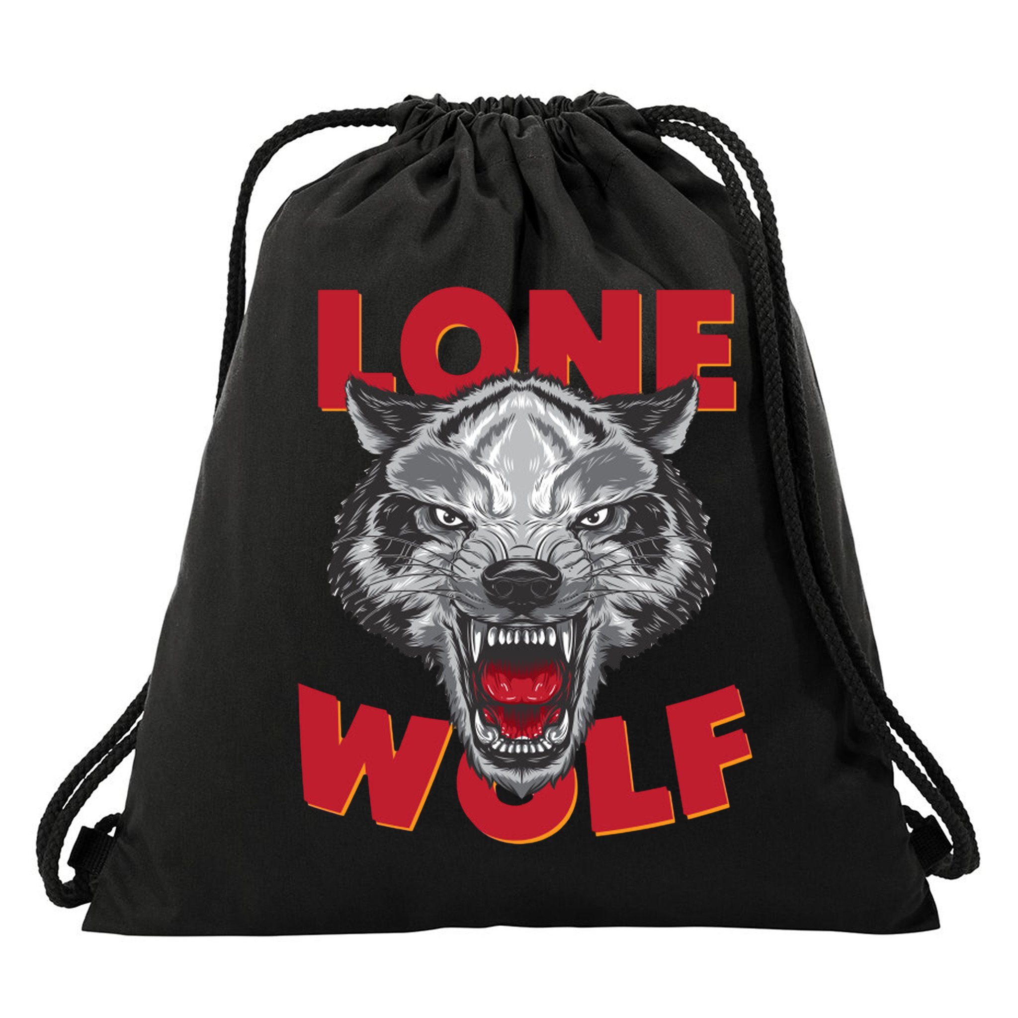 Lone Wolf Drawstring Bag