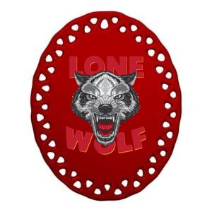 Lone Wolf Ceramic Oval Ornament