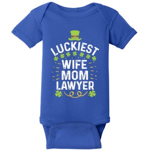 Luckiest Wife Mom Lawyer Gift St Patricks Day Shamrock Funny Gift Baby Bodysuit