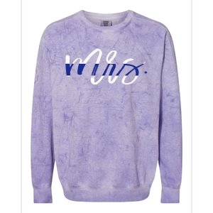 Leo Wife Mrs. Thin Blue Line Law Enforcement Colorblast Crewneck Sweatshirt