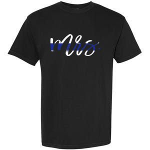 Leo Wife Mrs. Thin Blue Line Law Enforcement Garment-Dyed Heavyweight T-Shirt