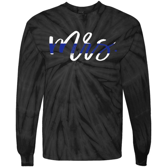 Leo Wife Mrs. Thin Blue Line Law Enforcement Tie-Dye Long Sleeve Shirt