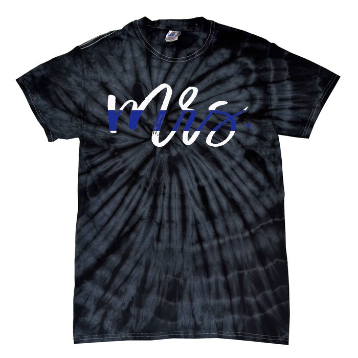 Leo Wife Mrs. Thin Blue Line Law Enforcement Tie-Dye T-Shirt