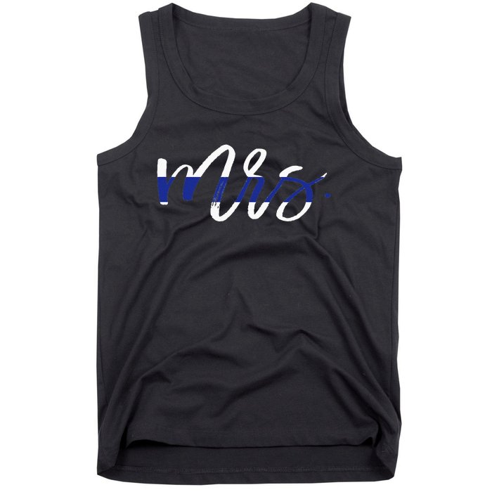 Leo Wife Mrs. Thin Blue Line Law Enforcement Tank Top