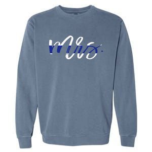 Leo Wife Mrs. Thin Blue Line Law Enforcement Garment-Dyed Sweatshirt