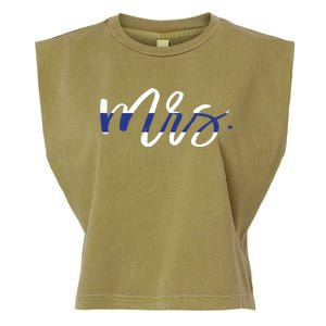 Leo Wife Mrs Thin Blue Line Shirts Law Enforcement Garment-Dyed Women's Muscle Tee