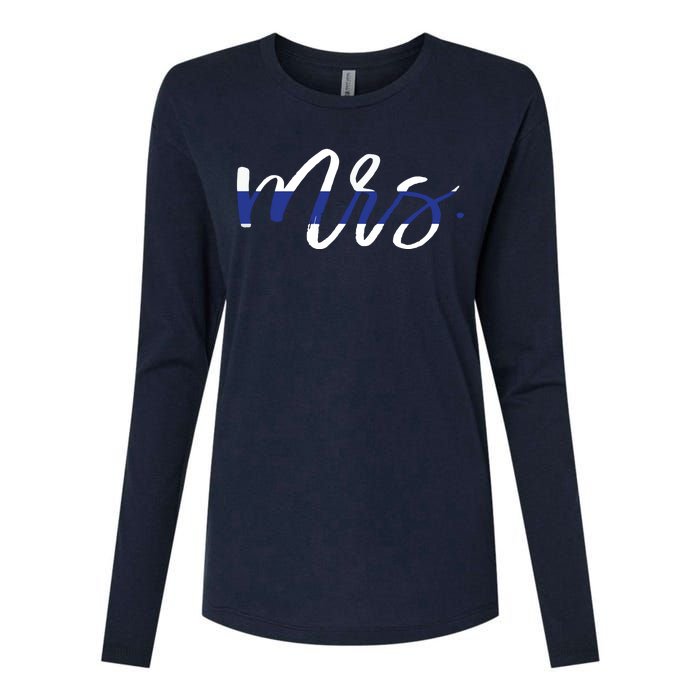 Leo Wife Mrs Thin Blue Line Shirts Law Enforcement Womens Cotton Relaxed Long Sleeve T-Shirt