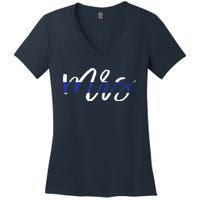 Leo Wife Mrs Thin Blue Line Shirts Law Enforcement Women's V-Neck T-Shirt