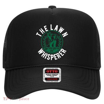 Lawn Whisperer Mowing Gift Landscaping Gardener High Crown Mesh Back Trucker Hat