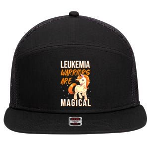 Leukemia Warrior Magical Unicorn Orange Ribbon Hematologist 7 Panel Mesh Trucker Snapback Hat