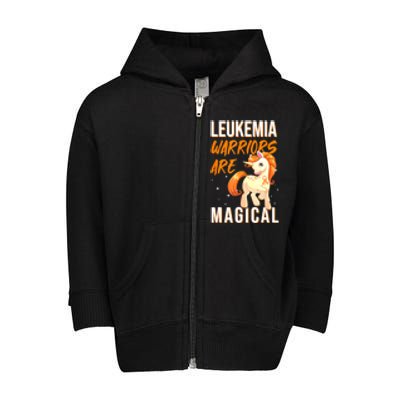 Leukemia Warrior Magical Unicorn Orange Ribbon Hematologist Toddler Zip Fleece Hoodie