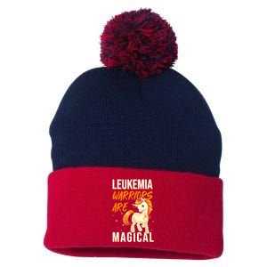 Leukemia Warrior Magical Unicorn Orange Ribbon Hematologist Pom Pom 12in Knit Beanie