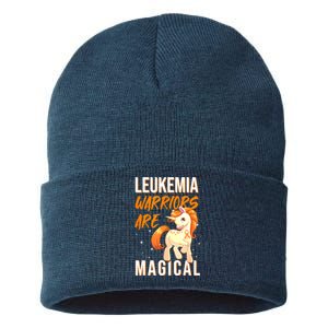 Leukemia Warrior Magical Unicorn Orange Ribbon Hematologist Sustainable Knit Beanie