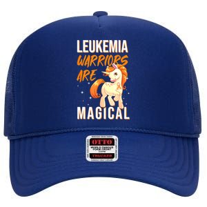 Leukemia Warrior Magical Unicorn Orange Ribbon Hematologist High Crown Mesh Back Trucker Hat