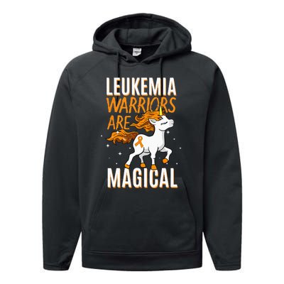 Leukemia Warrior Magical Unicorn Orange Ribbon Hematologist Performance Fleece Hoodie