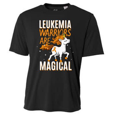 Leukemia Warrior Magical Unicorn Orange Ribbon Hematologist Cooling Performance Crew T-Shirt