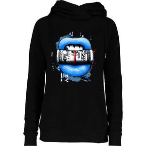 Lips With Money Retro Blue 5s Matching Womens Funnel Neck Pullover Hood