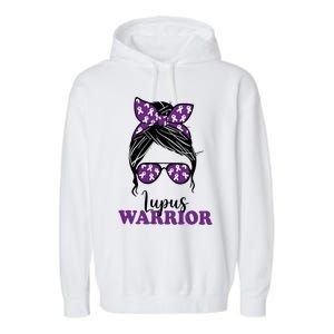 Lupus Warrior Messy Bun Woman Lupus Awareness Garment-Dyed Fleece Hoodie