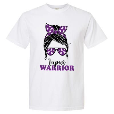 Lupus Warrior Messy Bun Woman Lupus Awareness Garment-Dyed Heavyweight T-Shirt