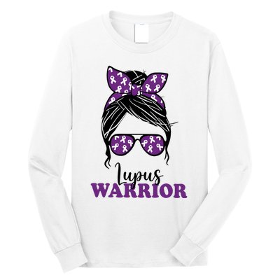 Lupus Warrior Messy Bun Woman Lupus Awareness Long Sleeve Shirt