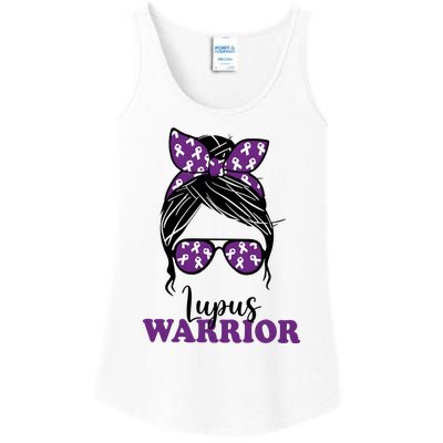 Lupus Warrior Messy Bun Woman Lupus Awareness Ladies Essential Tank