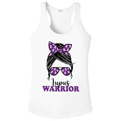 Lupus Warrior Messy Bun Woman Lupus Awareness Ladies PosiCharge Competitor Racerback Tank