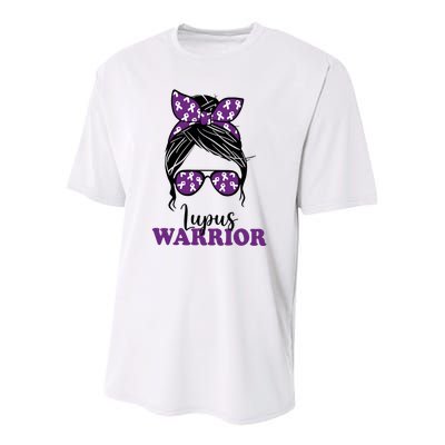 Lupus Warrior Messy Bun Woman Lupus Awareness Youth Performance Sprint T-Shirt