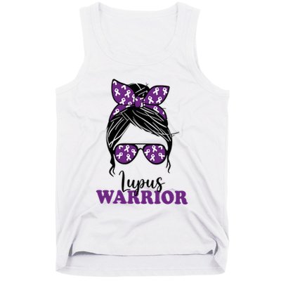 Lupus Warrior Messy Bun Woman Lupus Awareness Tank Top