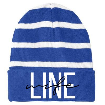 Line Wife Mom Life Line Wife Cool Gift Striped Beanie with Solid Band