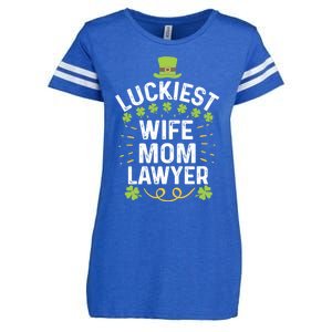 Luckiest Wife Mom Lawyer Gift St Patricks Day Shamrock Gift Enza Ladies Jersey Football T-Shirt