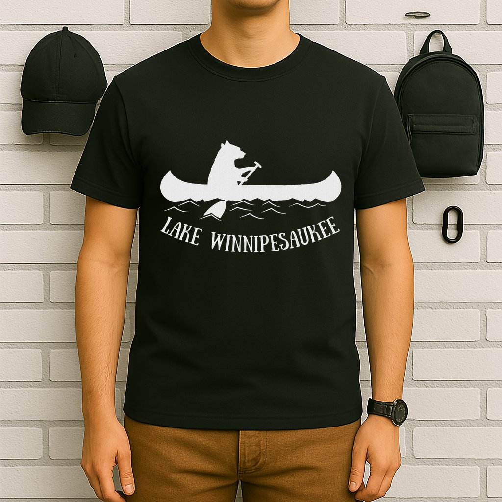 Lake Winnipesaukee New Hampshire Bear Canoe Gift T-Shirt