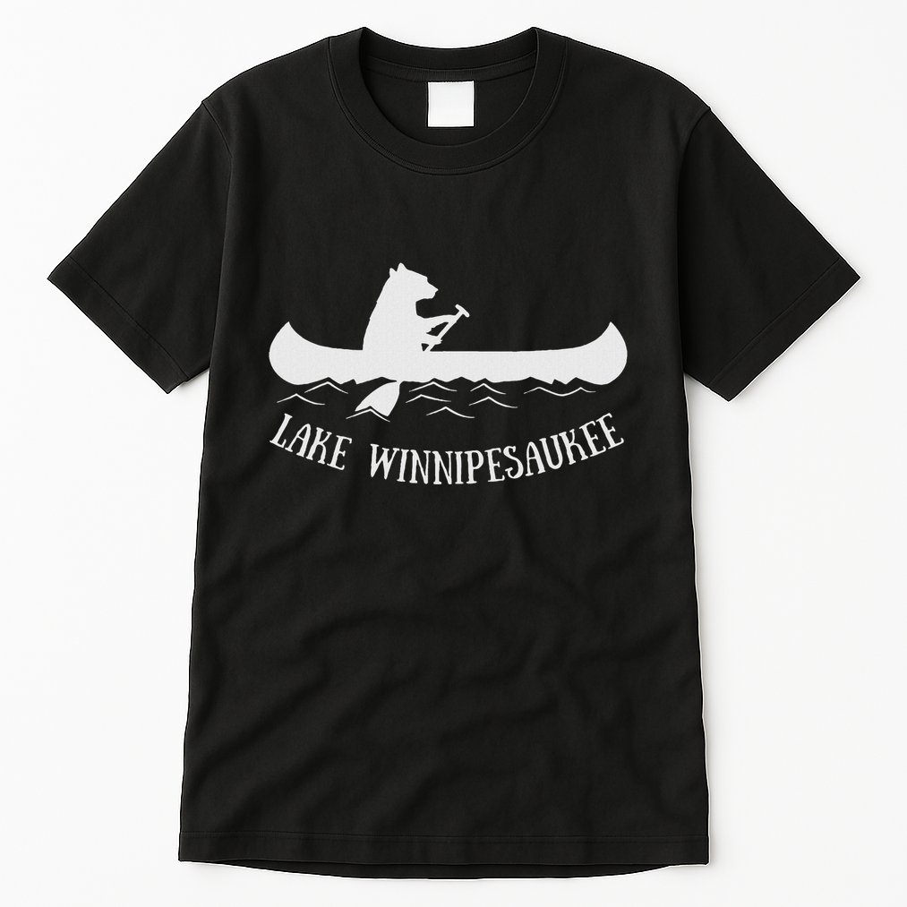 Lake Winnipesaukee New Hampshire Bear Canoe Gift Tall T-Shirt