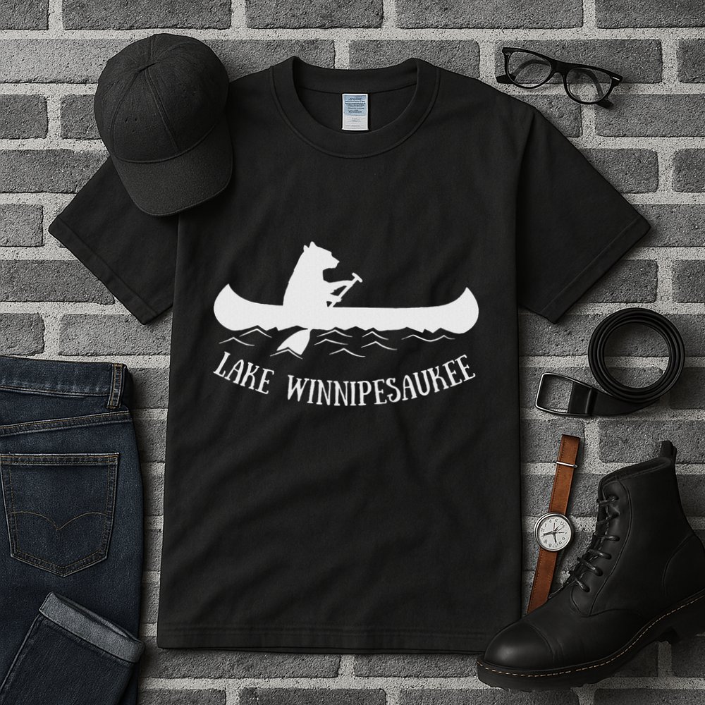 Lake Winnipesaukee New Hampshire Bear Canoe Gift Tall T-Shirt